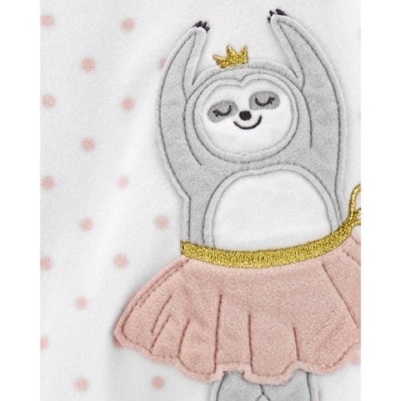 Toddler Girl Carter's Sloth Fleece Footed PJ​ - Picture 2 of 2